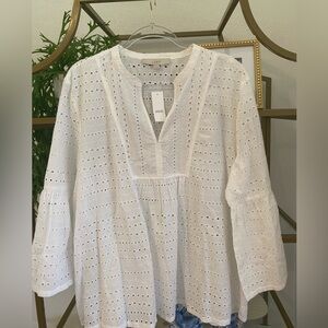 New with tag Loft white eyelet tunic top XXL